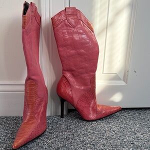 Aldo Pink and Orange Heeled Boots